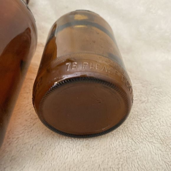 Lot of 2 Rare Amber Embossed Turkey Neck Glass AA Anceint Age Whiskey Bottles - Picture 8 of 9